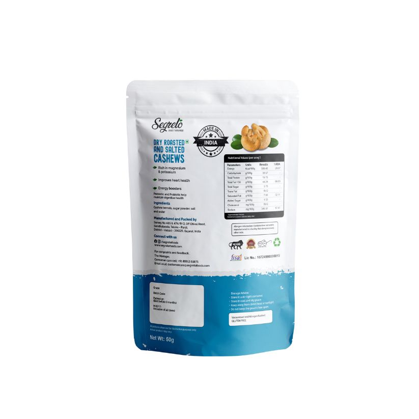 Dry roasted and salted cashews